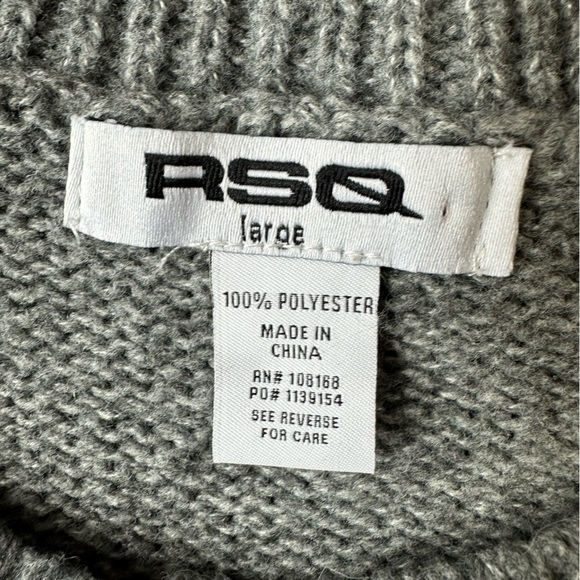 RSQ Gray Crewneck Cardigan Sweater with Bowties Sz L - Picture 6 of 7